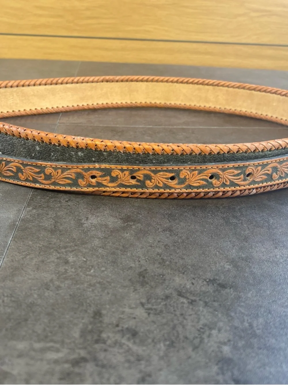 Justin Ranger Style Braided Brown Leather‎ Western Belt size 40-CLEAN